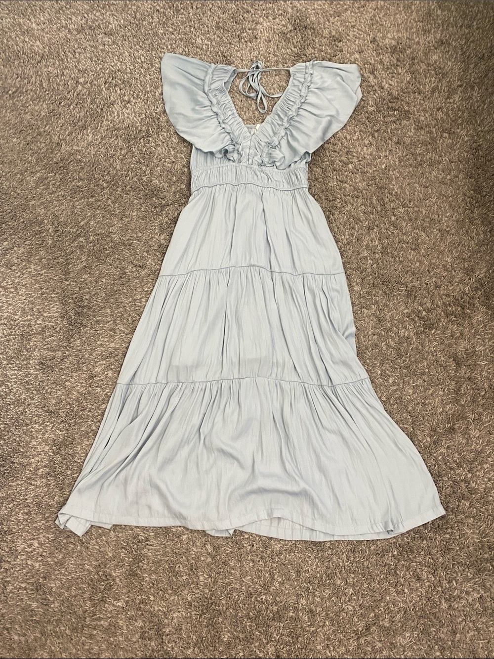 bohme Light Blue Ruffle Maxi Dress